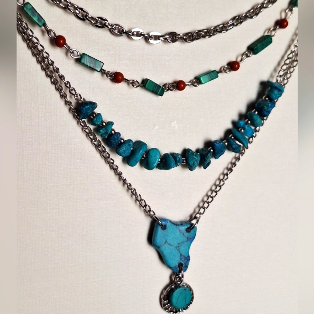 Myra Bag Blue and Silver Layered Necklace